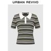 UR Women's Casual Short-Sleeve Color Block Striped Knit Polo Shirt