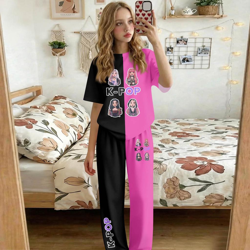 Infant Baby Girls Boys Loose Print T-shirt+Pants Print Outfits Set