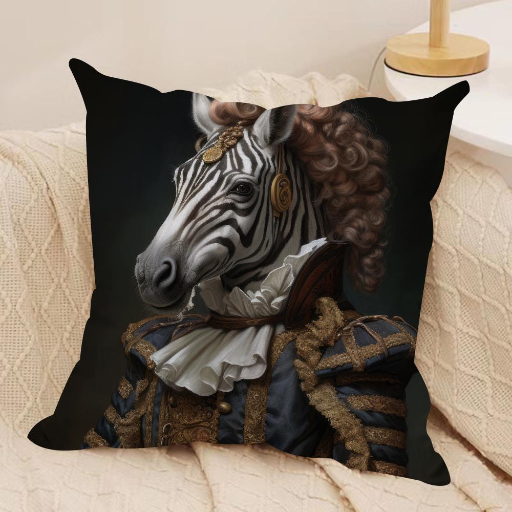 

Zebra Dressed Up Portrait Cushion Cover Silky Short Plush Sofa Pillow Cover Hidden Zipper Soft Dustproof Case for Home Decor 30cmx30cm
