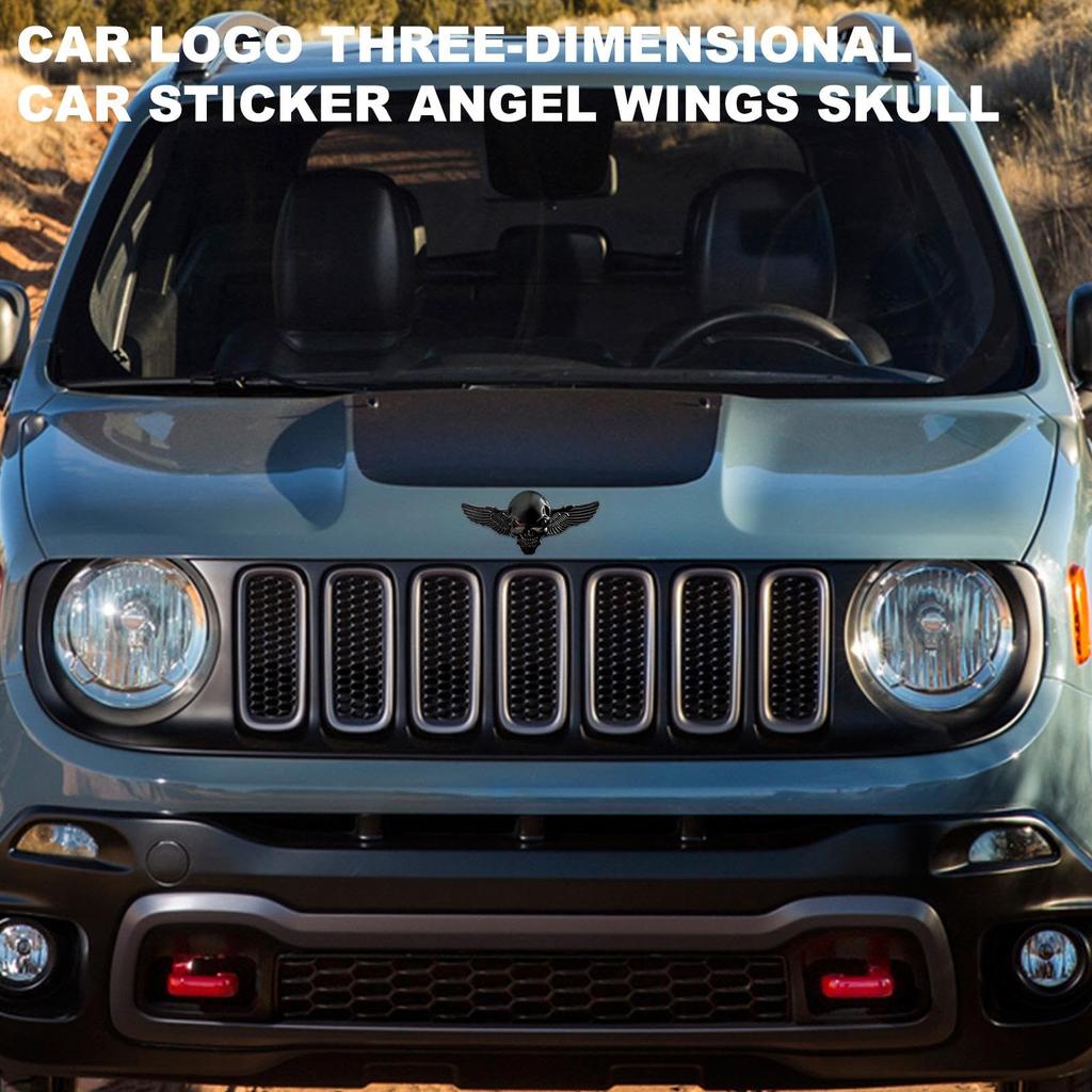 Zmijkol Angel Wings Car Decal, 3D Car Sticker Metal | 3D Metal Skeleton Car