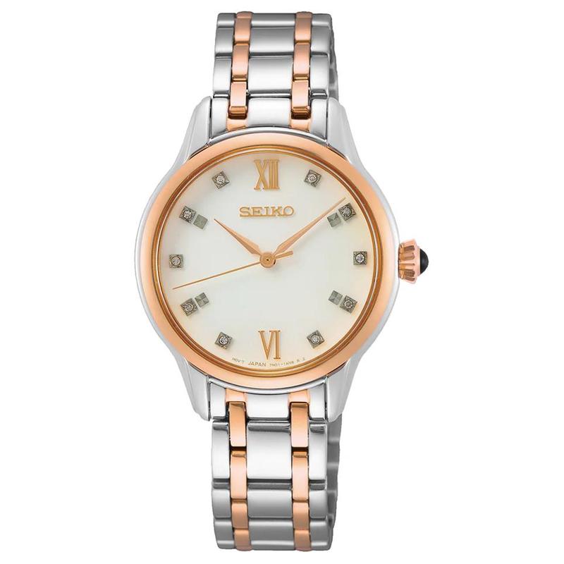 

SEIKO 50 meters waterproof Quartz Steel Strap 29.5mm women s watch white dial SRZ542P1
