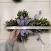 Crossed Shape Easter Wreath with Big Bowknot Plastic Artifical Wreath Hanging Decoration for Door Holiday Decoration