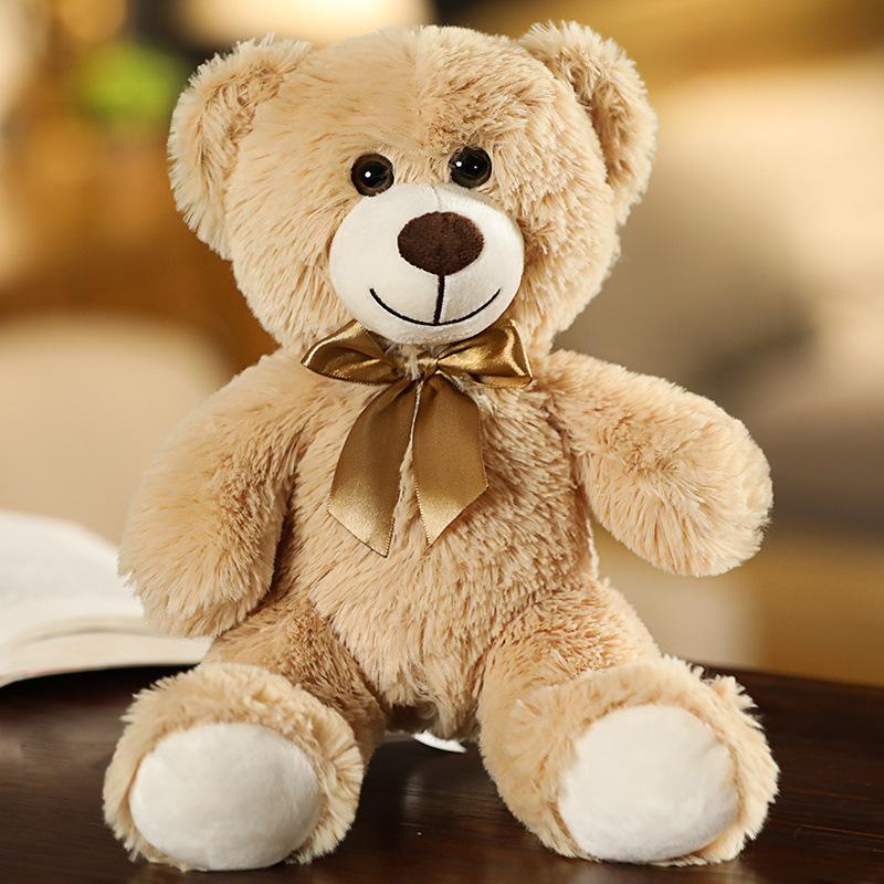 Cute Bear Doll Plush Toy Bow Teddy Panda Soothing Sleeping Doll Rag Doll Gift