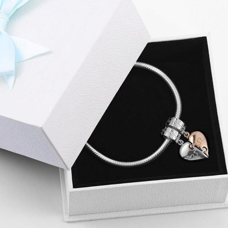 Lock Charm Fit Original Bracelet Love Locks Keys Double Heart Bead Diy Women Jewelry Giftcopper Trinket Jewelry Party Gift