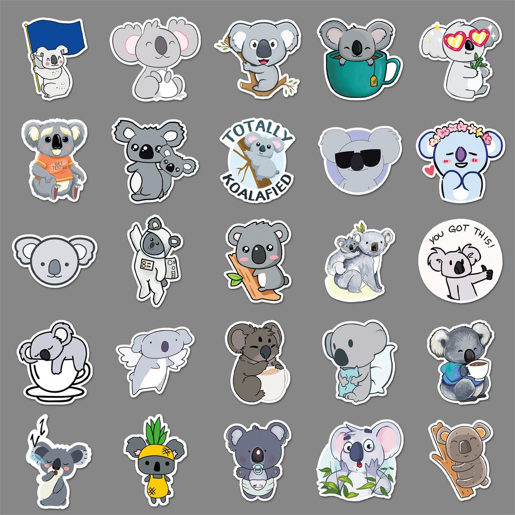 50 Cartoon Niedlich Ins Stil Koala Doodle Dekorative Trolley Box Roller Auto Aufkleber