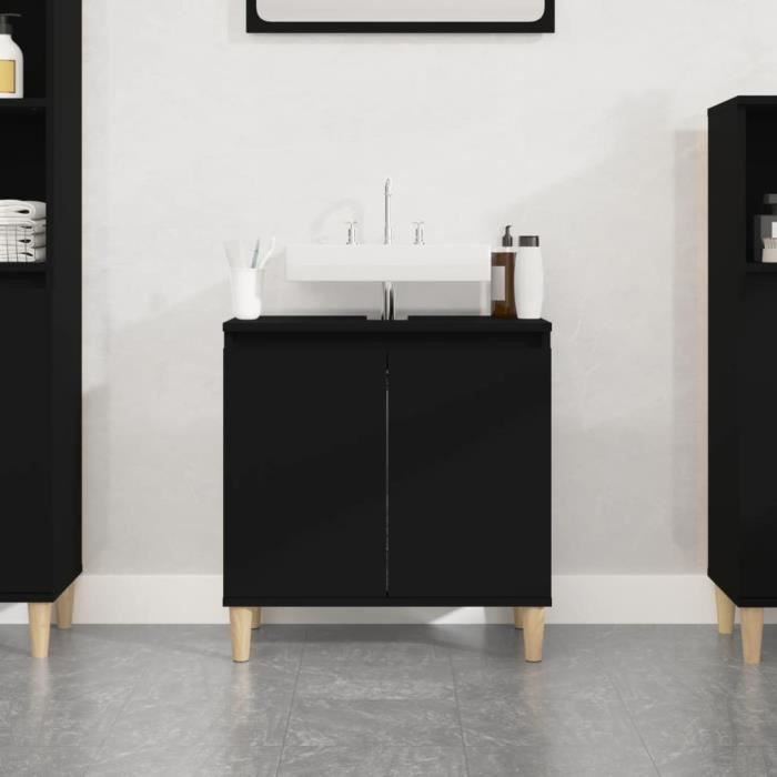 VidaXL Meuble d'évier noir 58x33x60 cm bois d'ingénierie 821253