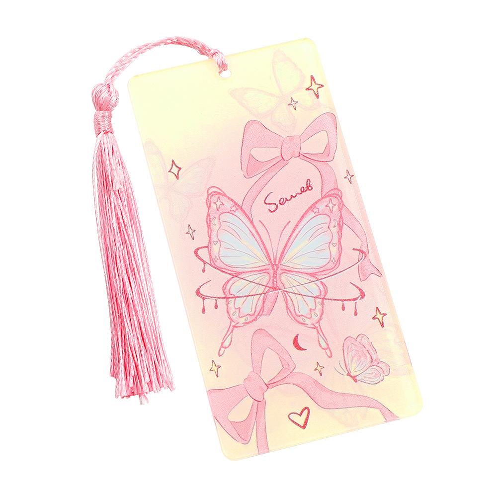 

INS Butterfly Tassel Bookmark Acrylic Bookmark Holder Paper Page Clip Exquisite Stationery Gift For Girls Reading Book Access