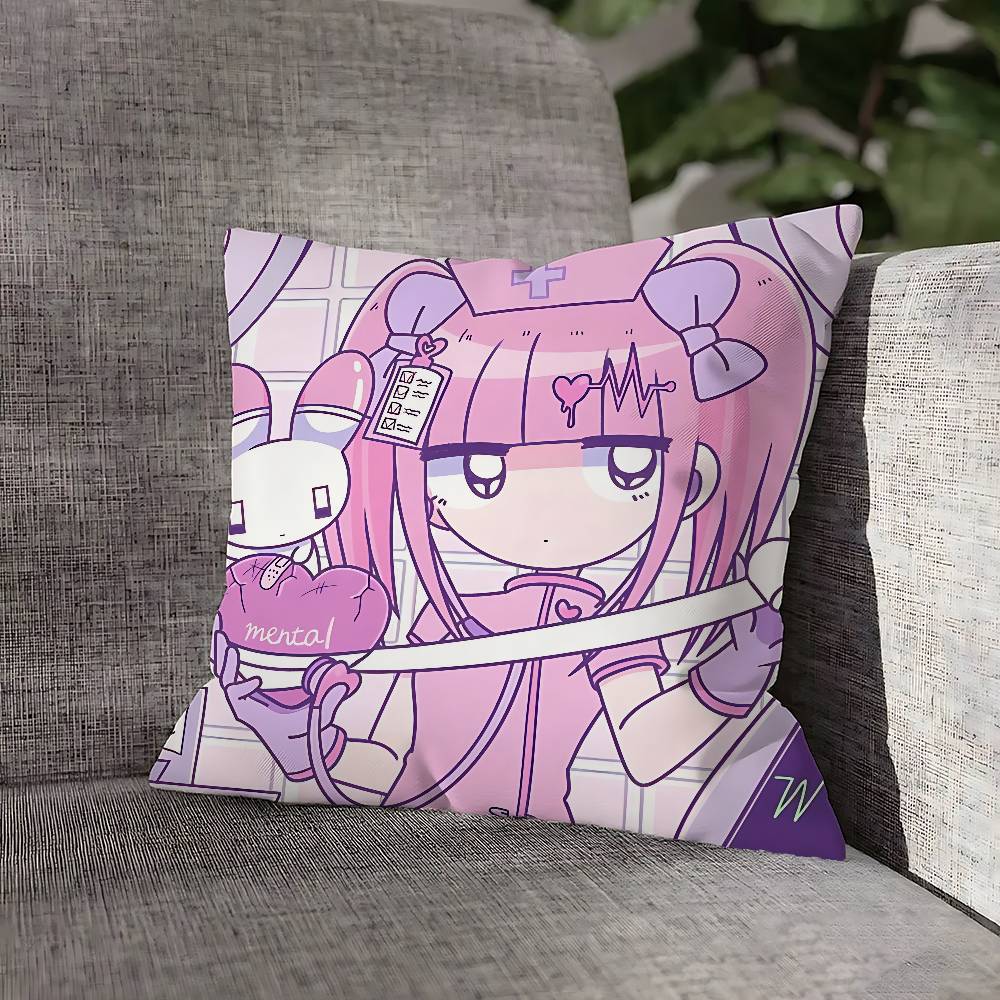 Cute M-Menhera C-Chan Girl Pillow Case For Sofa Decor Car Office Room Printing Cushion Cover Decorations and Protector