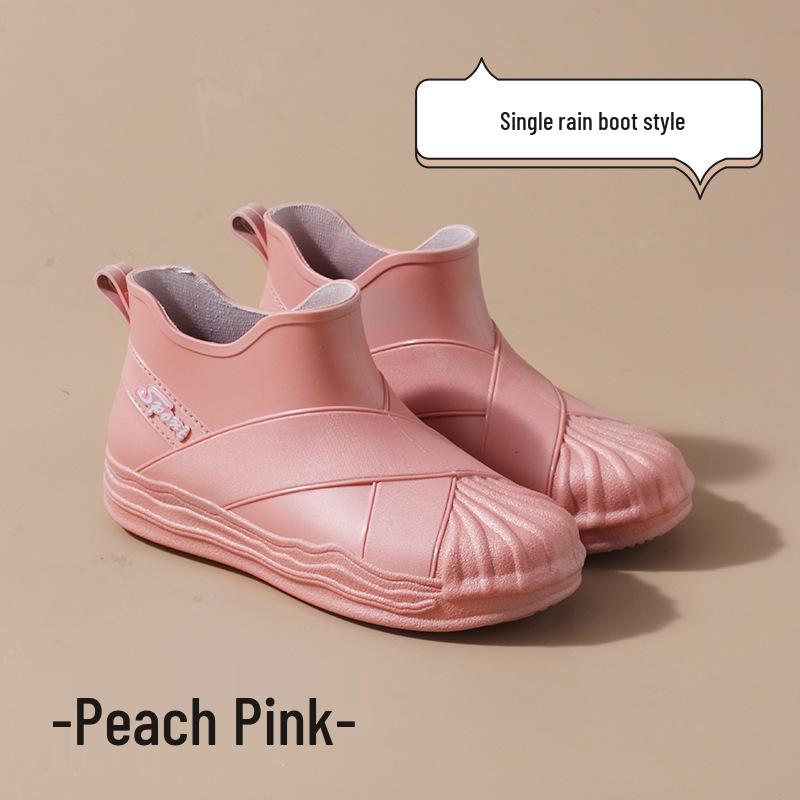 Women's Fashionable Short Ankle Rain Boots with Cotton Velvet Liner - Non-slip, Low Cut, Warm Rubber Shoes