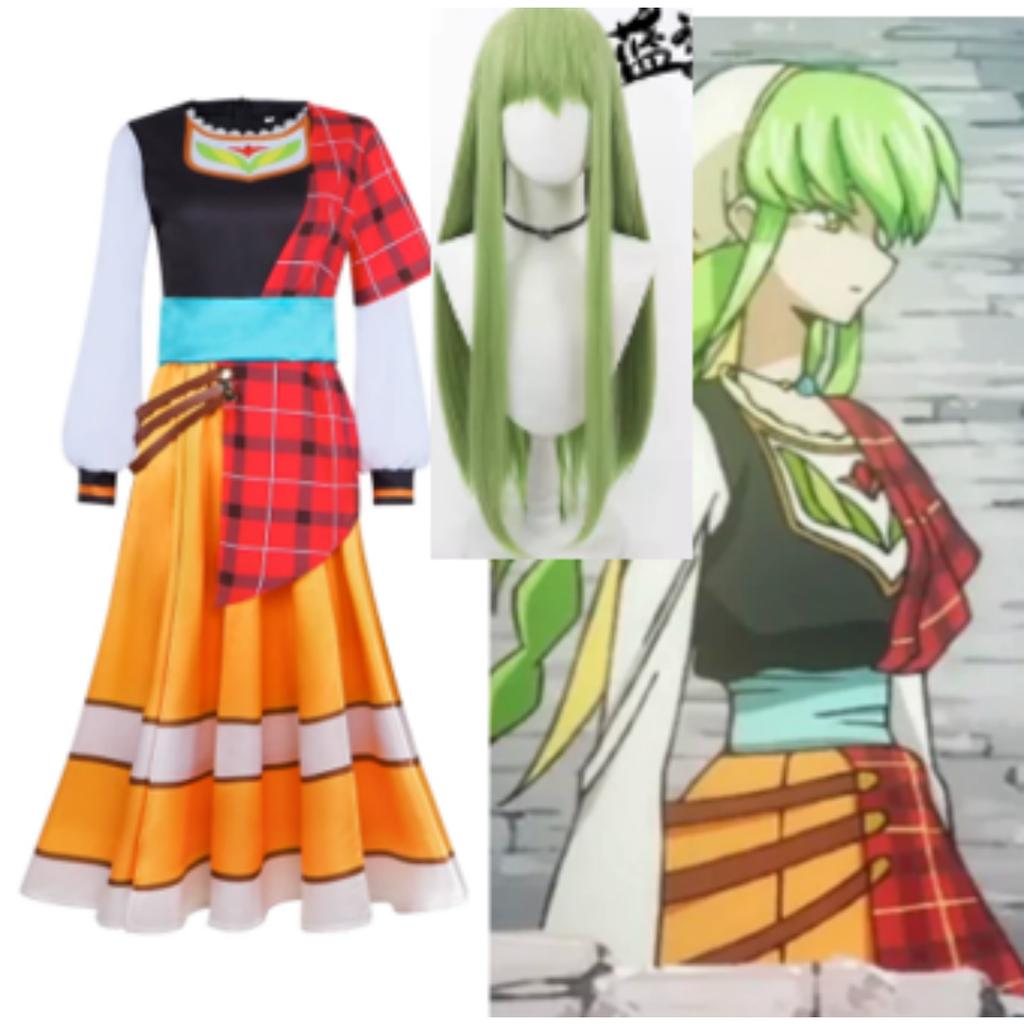 Code Geass CC Kostium Cosplay I Peruki Lelouch z Buntu C.C. Kombinezony Hangyaku No Lelouch Królowa CC Kaftan