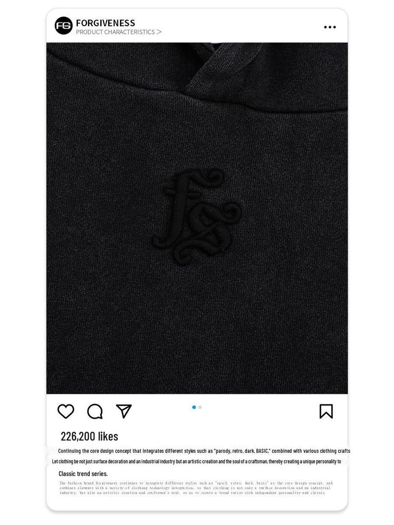 Lan Hai Men's Hooded Sweatshirt | 2025 Autumn/Winter Collection | Trendy Reverse Stitch Design | Solid Color | High Street Style