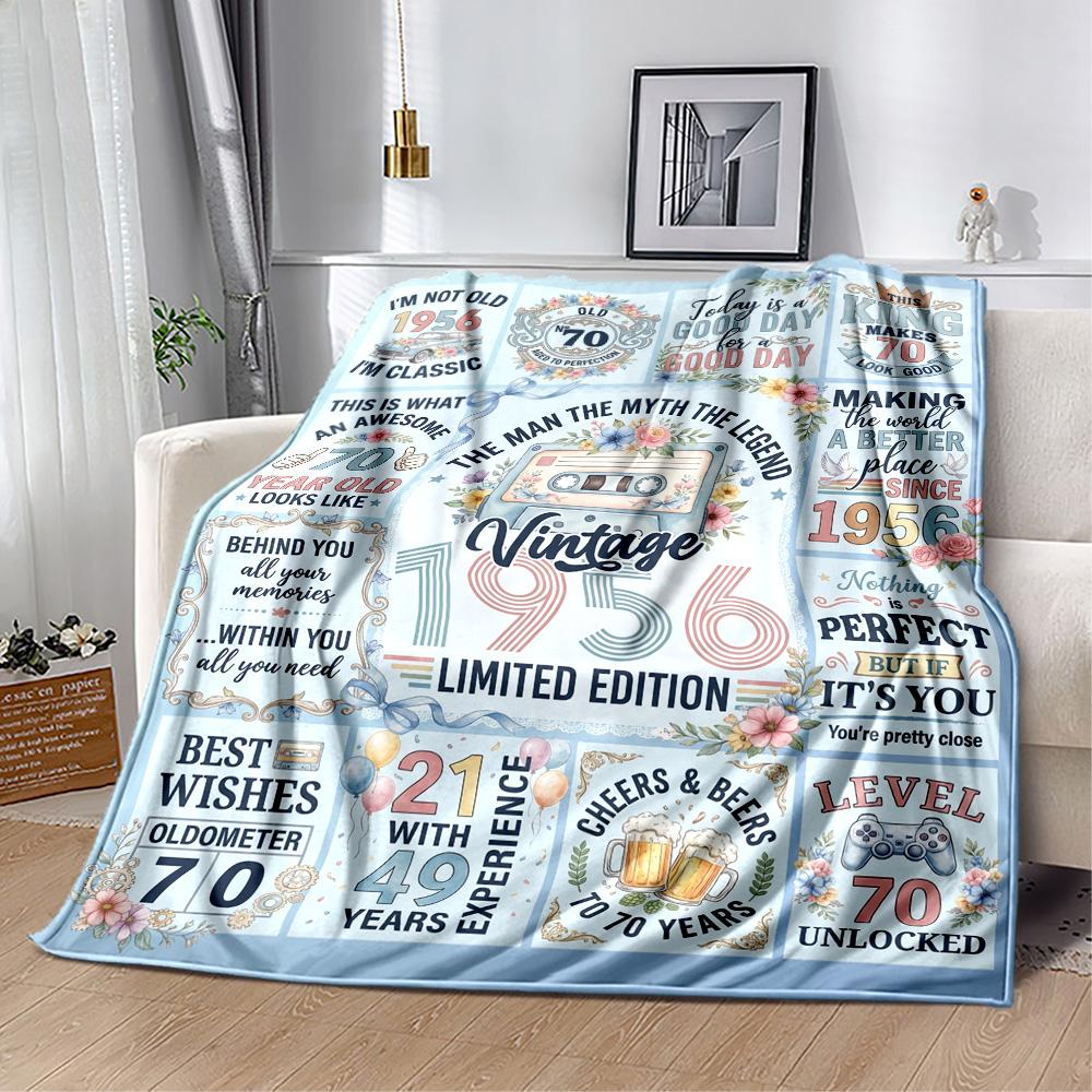 Vintage 1956 Celebration Flannel Blanket-Soft and Suitable for Sofas,Beds,Offices,Travel,All Seasons,Great Gift for Holidays and Birthdays.