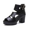 2024 Spring Summer New Women's High Heels Sandals Thick Soles Wedges Hollow Out Roman Shoes Comfortable Stylish