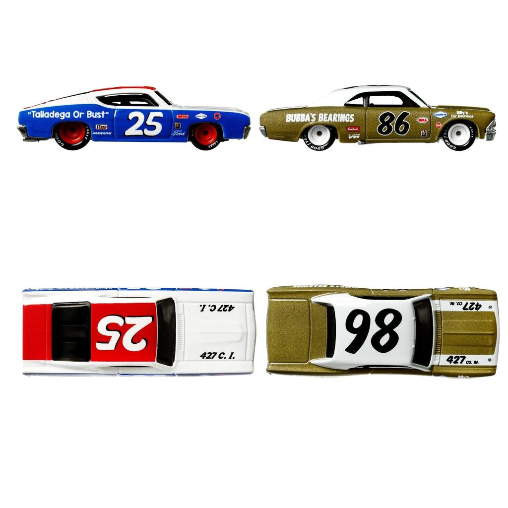 Hot Wheels Premium Ford Torino Chevelle 3 and HFF31 Scale Model Kit 2-Pack '69 Talladega/'66 (Ages Up) Silver/Blue 1/64