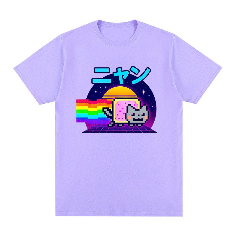 Maglietta Unisex Divertente Meme Gatto Kawaii Nyan Abbigliamento Donna Moda Casual Magliette in Cotone Harajuku Girocollo Maniche Corte T-Shirt