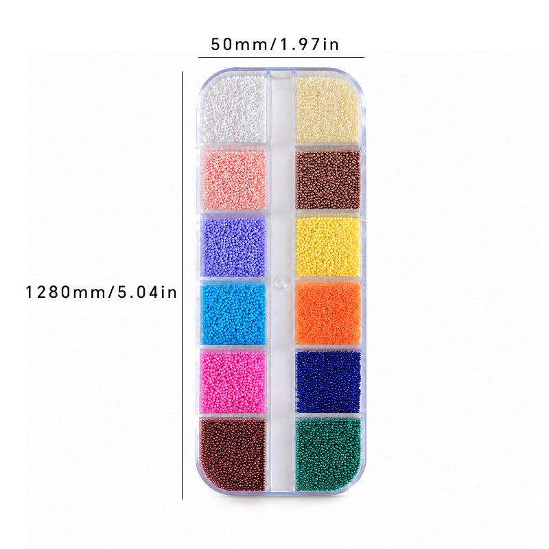 12 Grids Mini Caviar Nail Art Beads Bright Glossy Finish Vibrant Colors For Home Diy Nails Salon Design