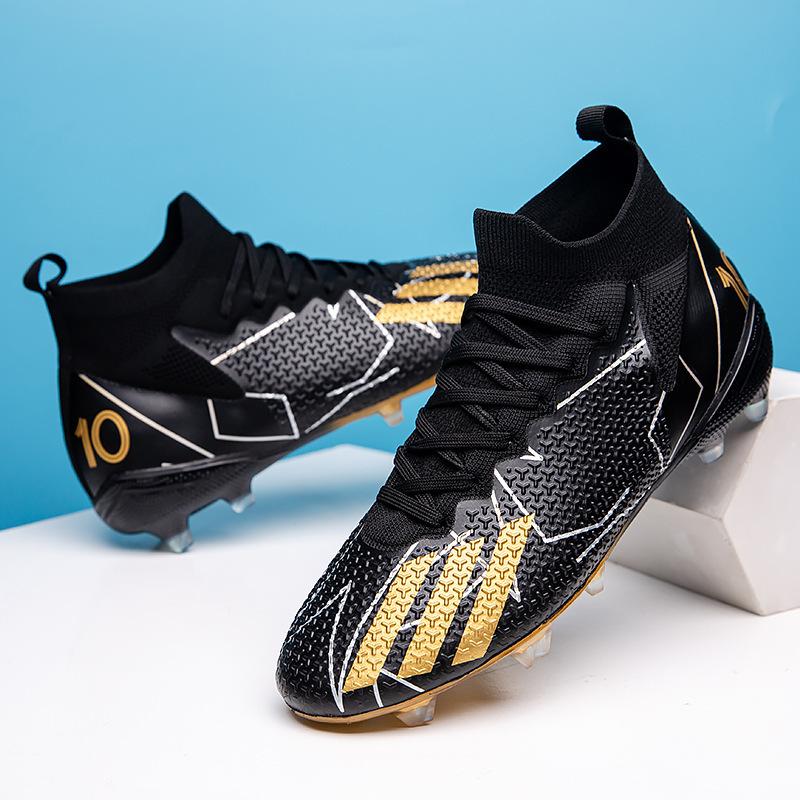Foreign Trade Fly-woven Football Shoes Men's High-top Long Nails and Broken Nails Student Youth Grass Game Training Sports Shoes