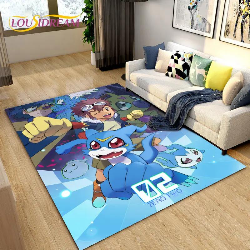 Digimon Adventure Cartoon Area Rug Large,Carpet Rug for Living Room Bedroom Sofa Doormat Decoration, Non-slip Floor Mat Cover 3D