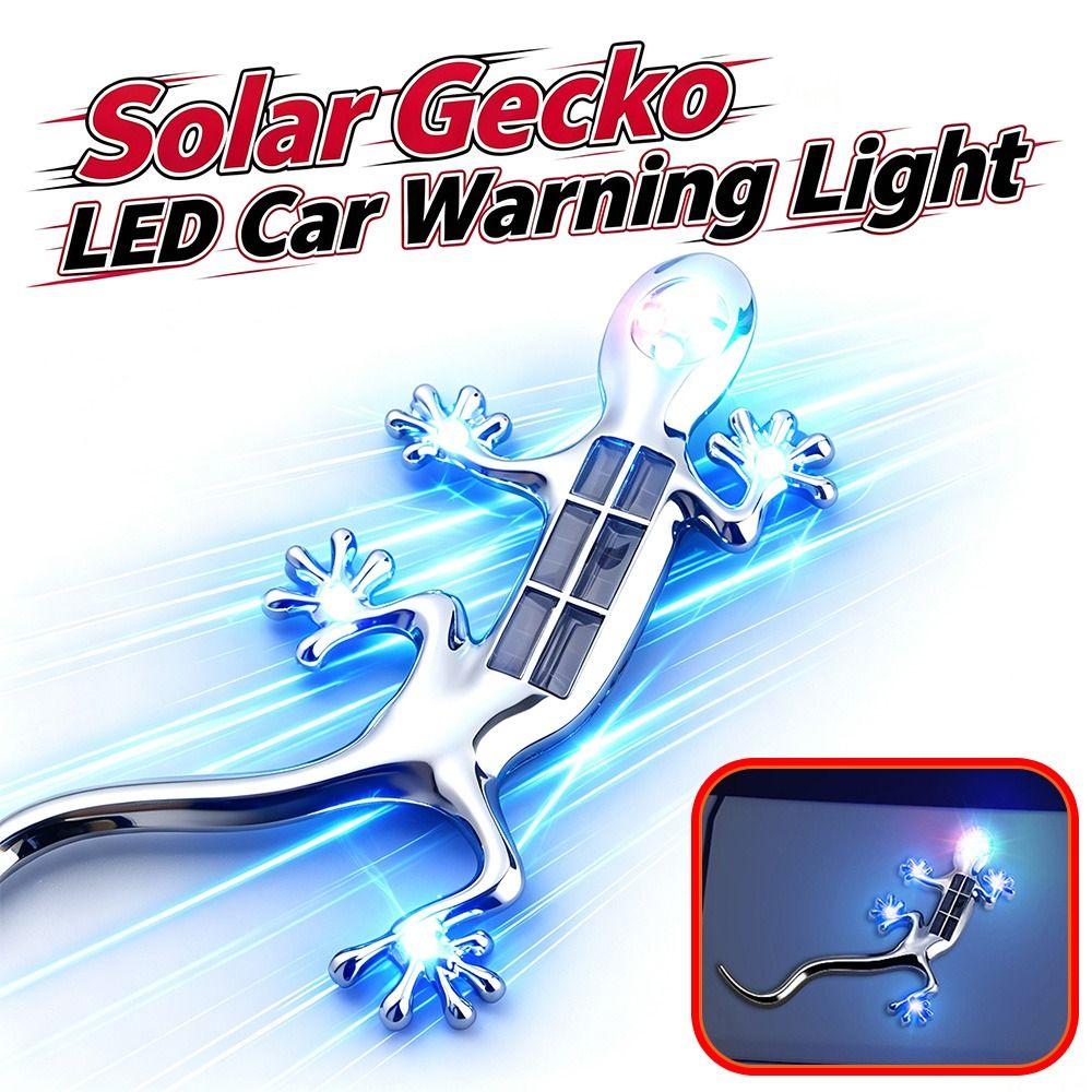 Solar Powered Gecko LED Light Gecko Shape Car Signal Lamp New Solar Warning Light Driving Warning