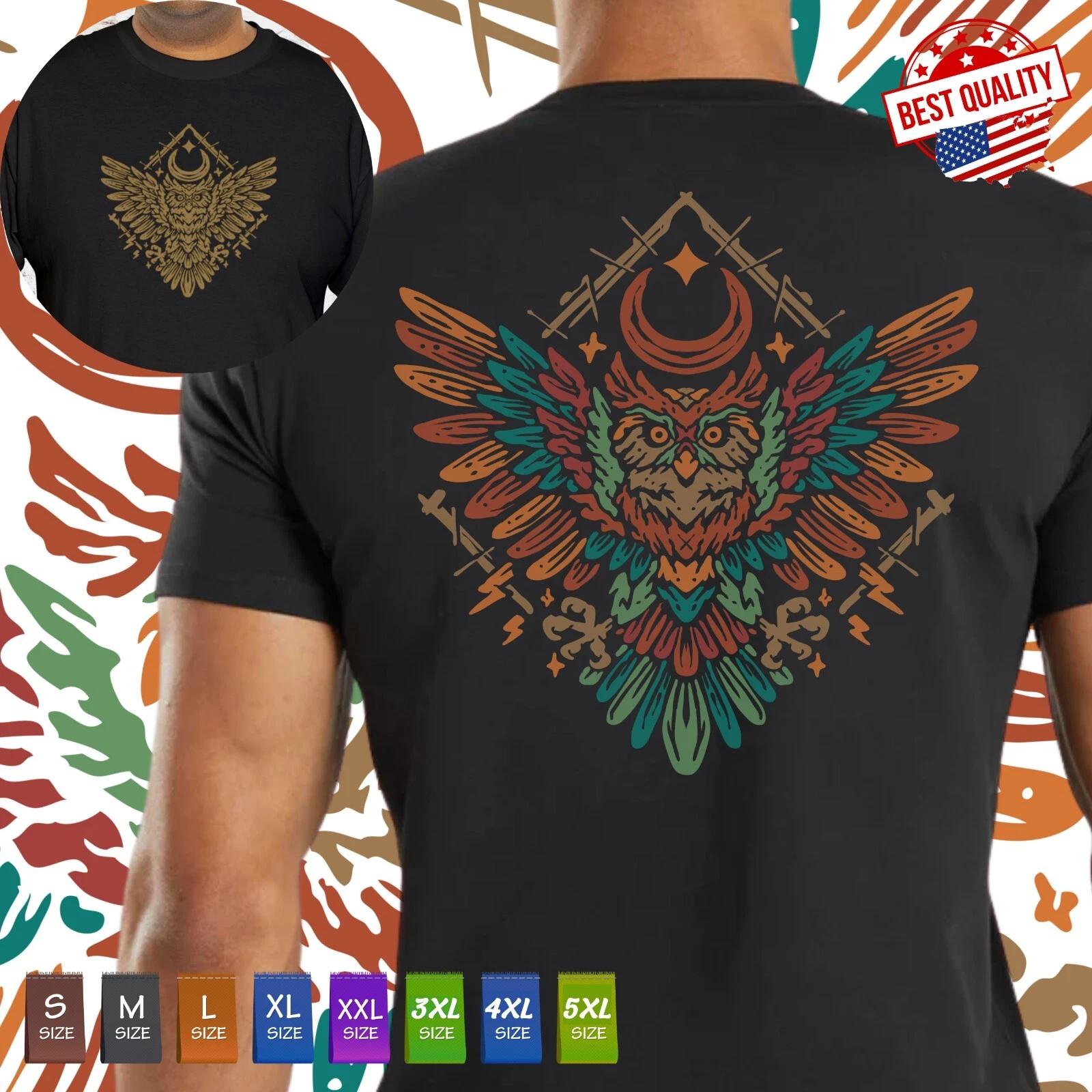 Mystical Owl Old School T Shirt Printed Back/Front Traditional Tattoo Clothing XL