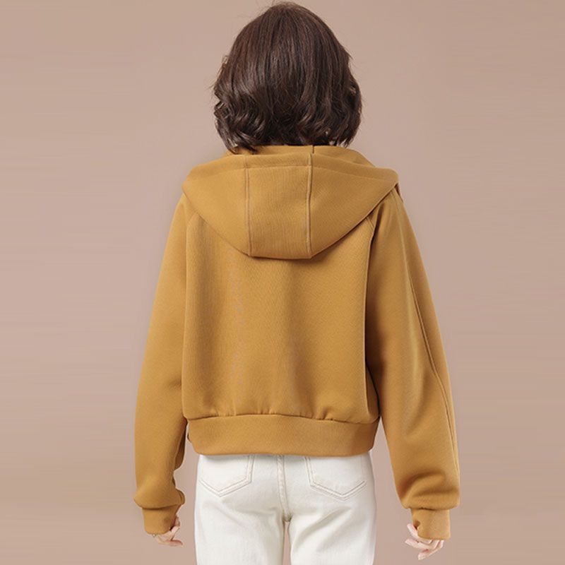 Versatile Hooded Sweatshirt for Women, Fashionable Short Zip Jacket Outfits