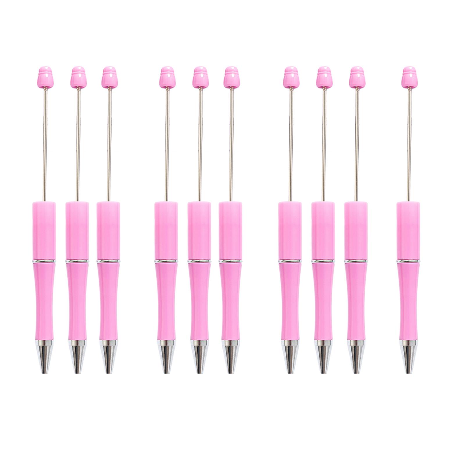 10Pcs Ballpoint Pen Bead Pen Beadable Pens for Office Graduation Students розовый