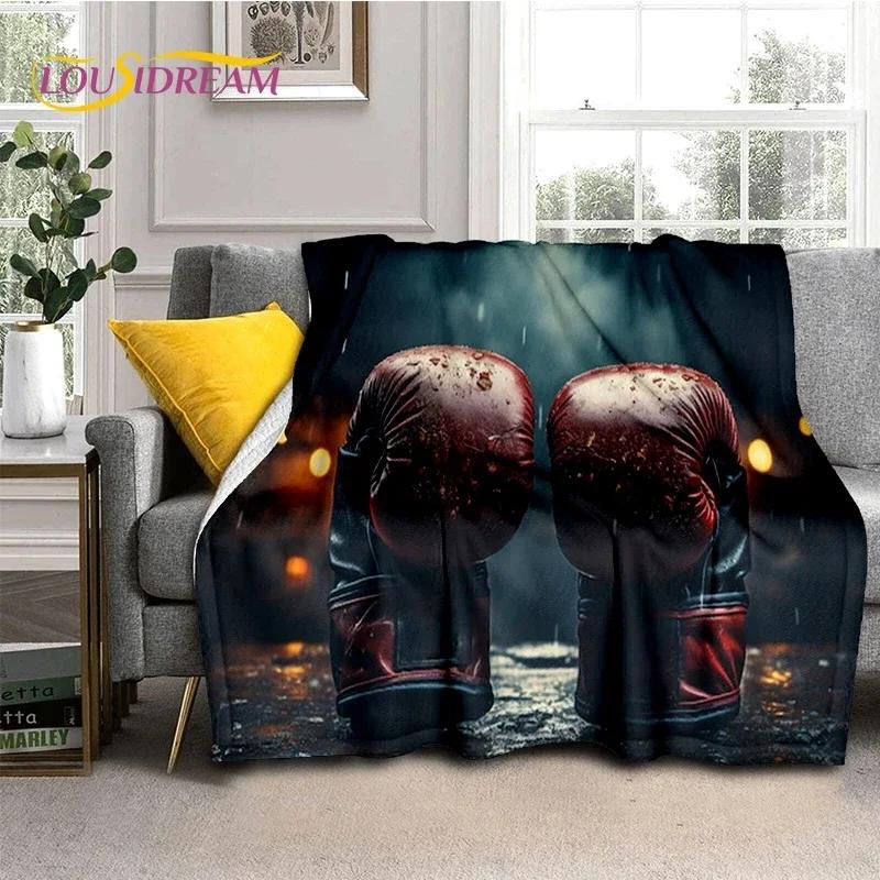 Guantoni da Boxe Pugile Combattimento Cartone Animato Morbida Coperta di Flanella per Letti Camera da Letto Divano Picnic, Coperta Plaid per Coprire Tempo Libero all'Aperto Regalo