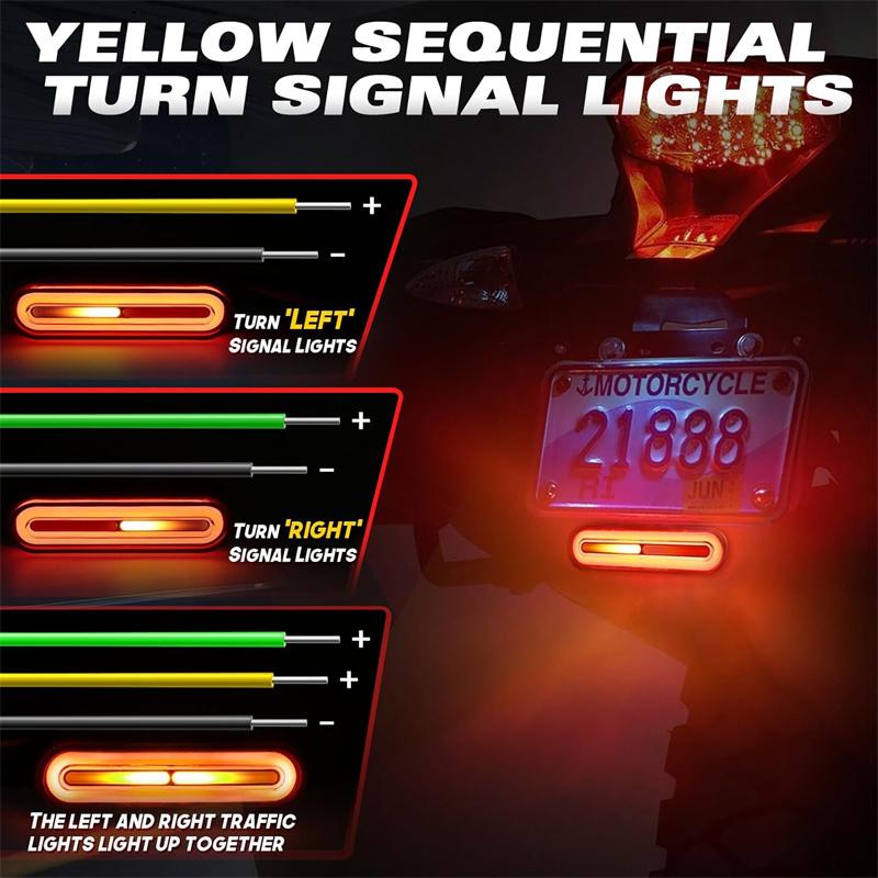 Universal Motorcycle Brake Light With Turn Signals 12V-80V Compact Dual Color Dirt Bike Light Waterproof For Atv Tail Light