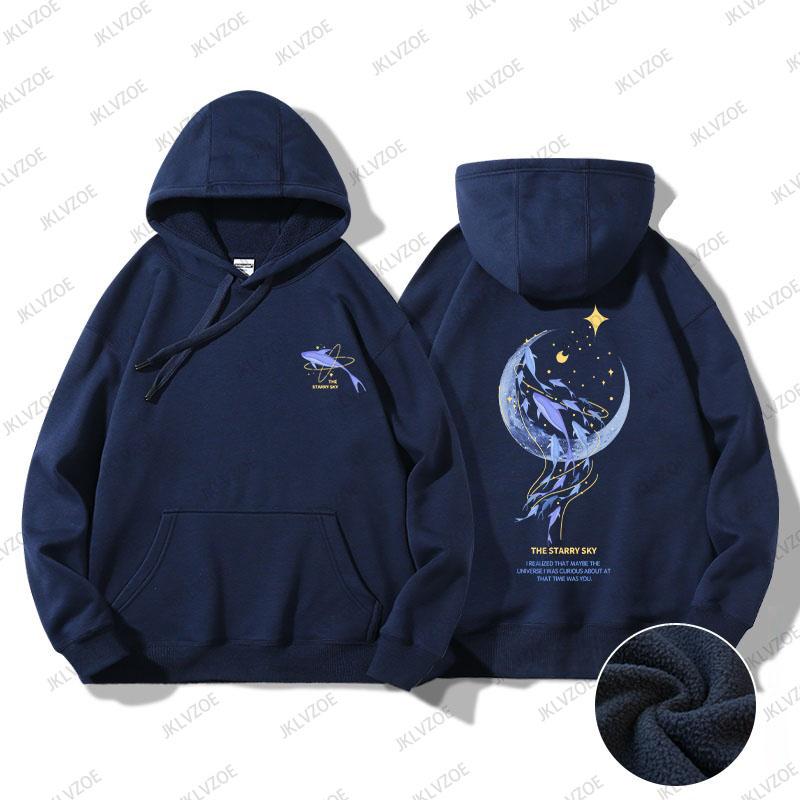 2024 New Korea Spring Autumn Women's  Hoodie Whale Print Designer Long Sleeved Sports Sweater Hoodie Unisex Oversized Clothes