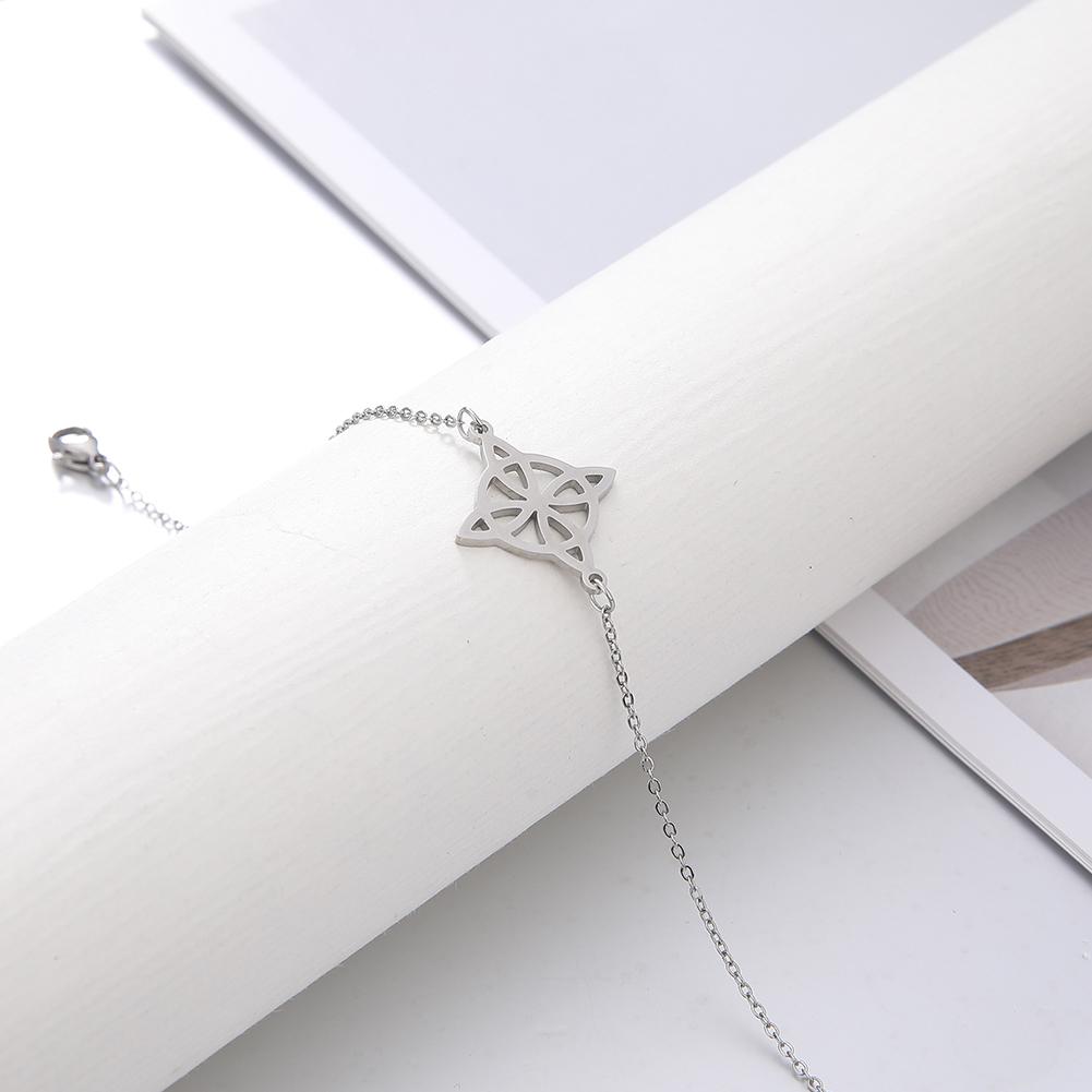 

LIKGREAT Women s Anklets Witch Knot Foot Chain Stainless Steel Celtics Knot Bead Chains Amulet Beach Summer Jewelry