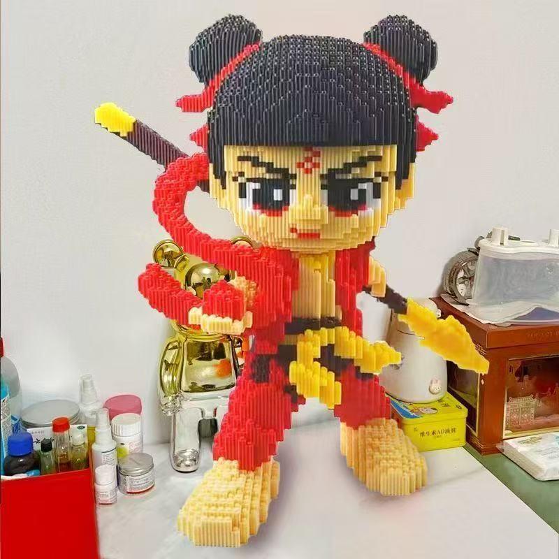 Lego-Compatible Nezha Demon Boy Building Blocks - Educational Assembly Toy for Ages 6-30, Perfect Gift for Boys and Girls, 3D Ornament