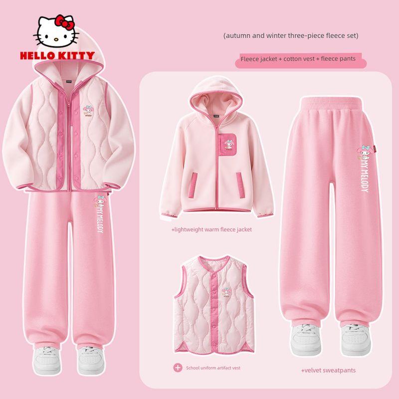 Melody Clothes for Girls, Fleece-Lined Suit, Children's Winter Clothing Three-Piece Set, School Uniform, Magical Warm Winter Clothes for Girls
