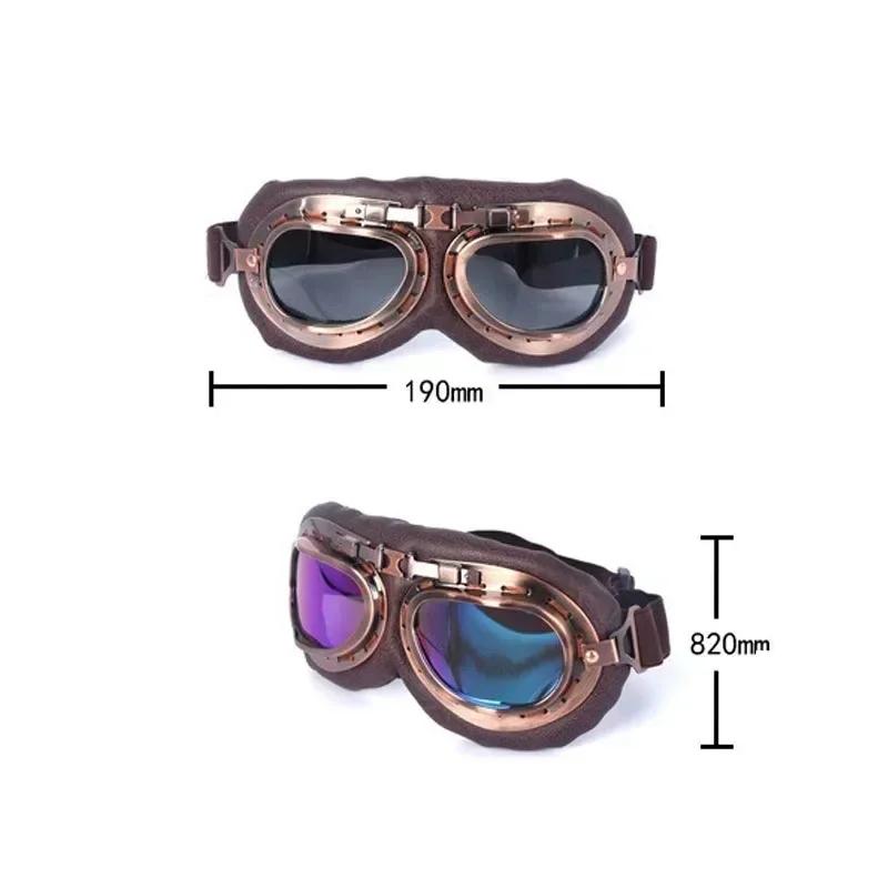 Ochelari de protecție retro pentru motocicletă Ochelari de protecție vintage pentru moto clasică pentru cască de cupru Harley Pilot Steampunk ATV