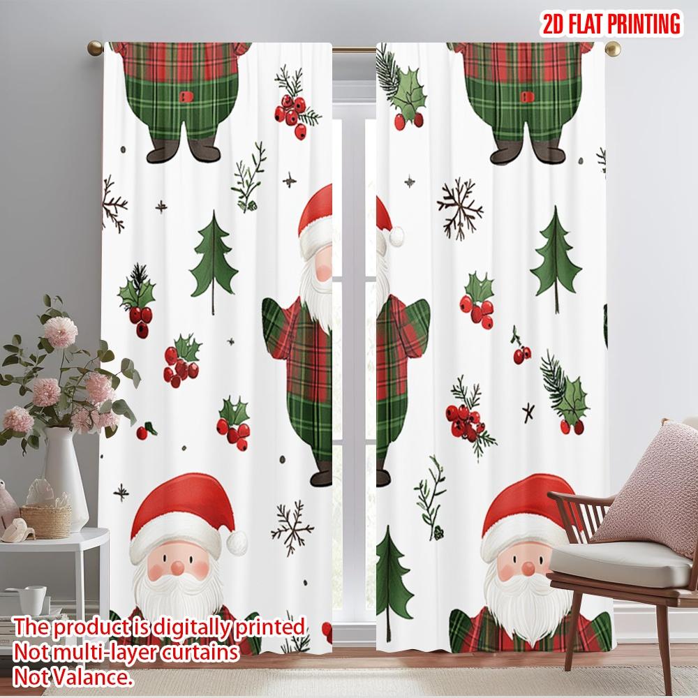 

2pcs,2D plane printing Curtains Digital Printed Cute Santa Claus Christmas_a Versatile 100% Polyester (without rod) Decorations 52.50×116.00 CM 2pcs
