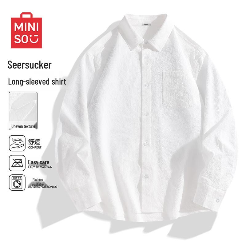 MINISO Men s Casual Long Sleeve Collared Shirt 2XL