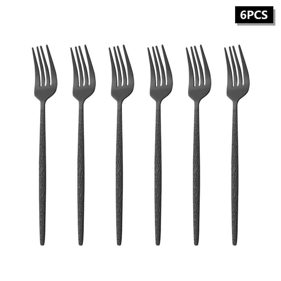 4/6/16/24pcs Stainless Steel Black Cutlery Set Crack Handle Portuguese Style Cutlery Set Suitable for Family Hotel Restaurant