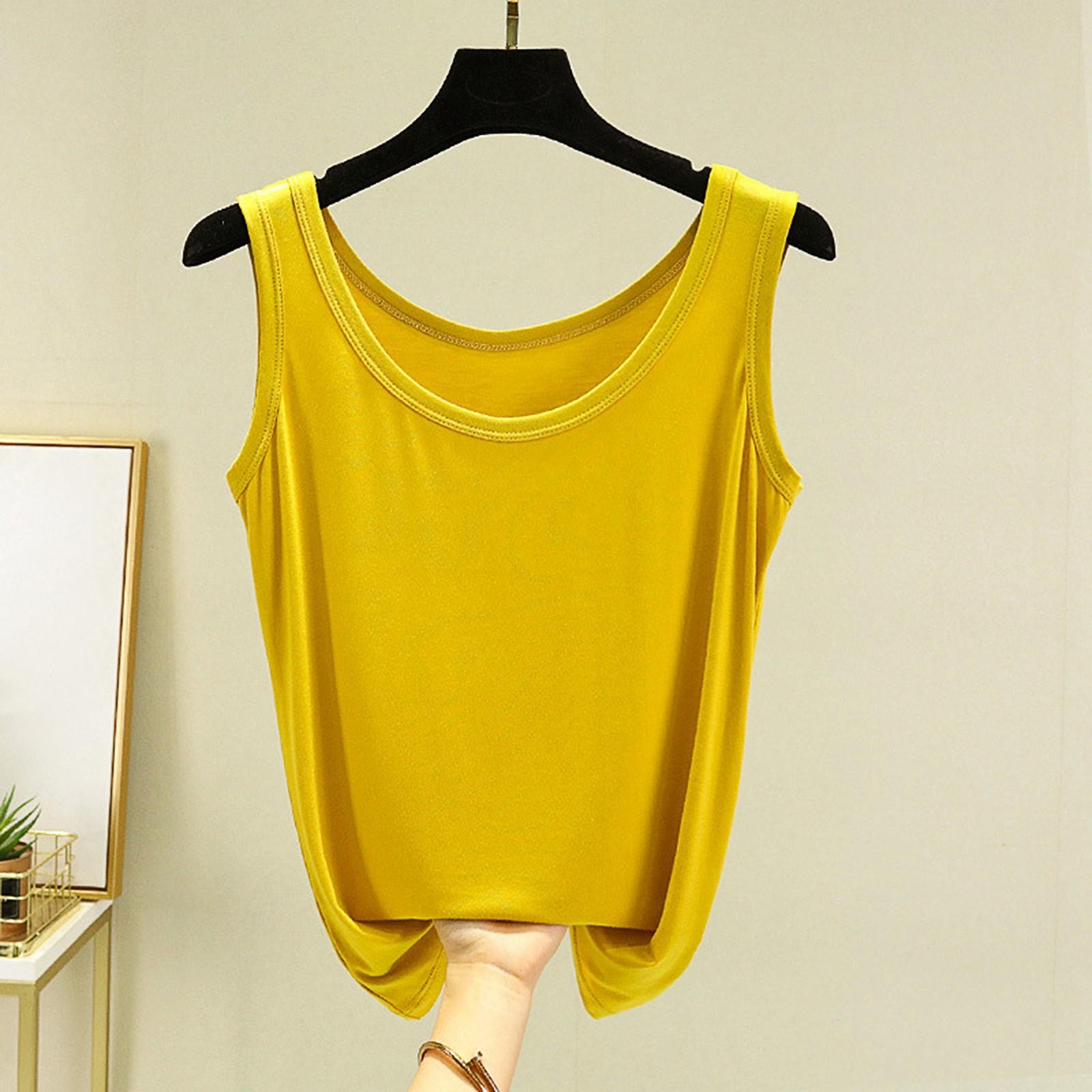 

Women s Loose Casual Camisole Summer Comfortable Solid Color Base Pajamas XL жовтий