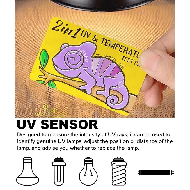 2-in-1 Reptile UV Light Meter Detector Sensor Tester to Detect The UVA/UVB Intensity Emitted by Reptile UVA UVB Lamp, Thermometer to Measure The