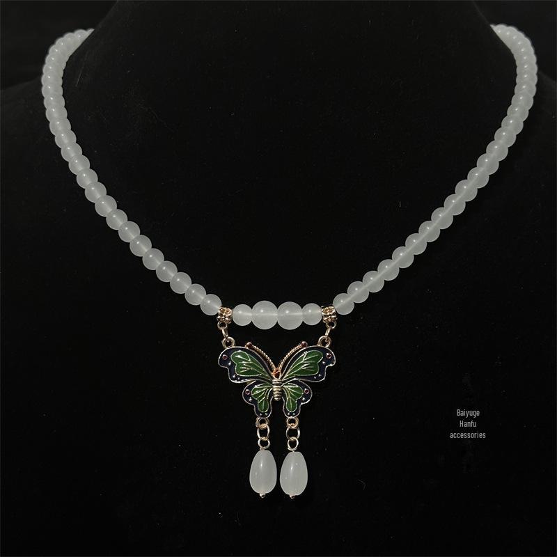 Chinesische Wolken- & Katzen-Jade-Halskette - Geflochtene Kette, Nischen-Frischer Stil