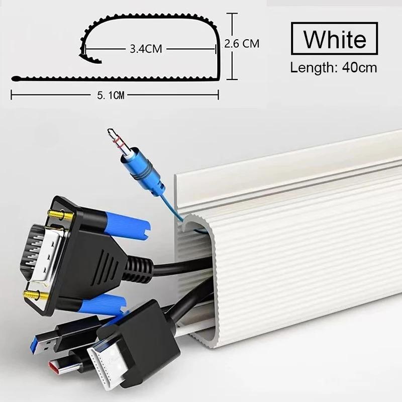 

1pc 40cm/15.74in Self-Adhesive Cord Cable Organizer table wire trough Cord Cover Channel Cabled Raceway белый