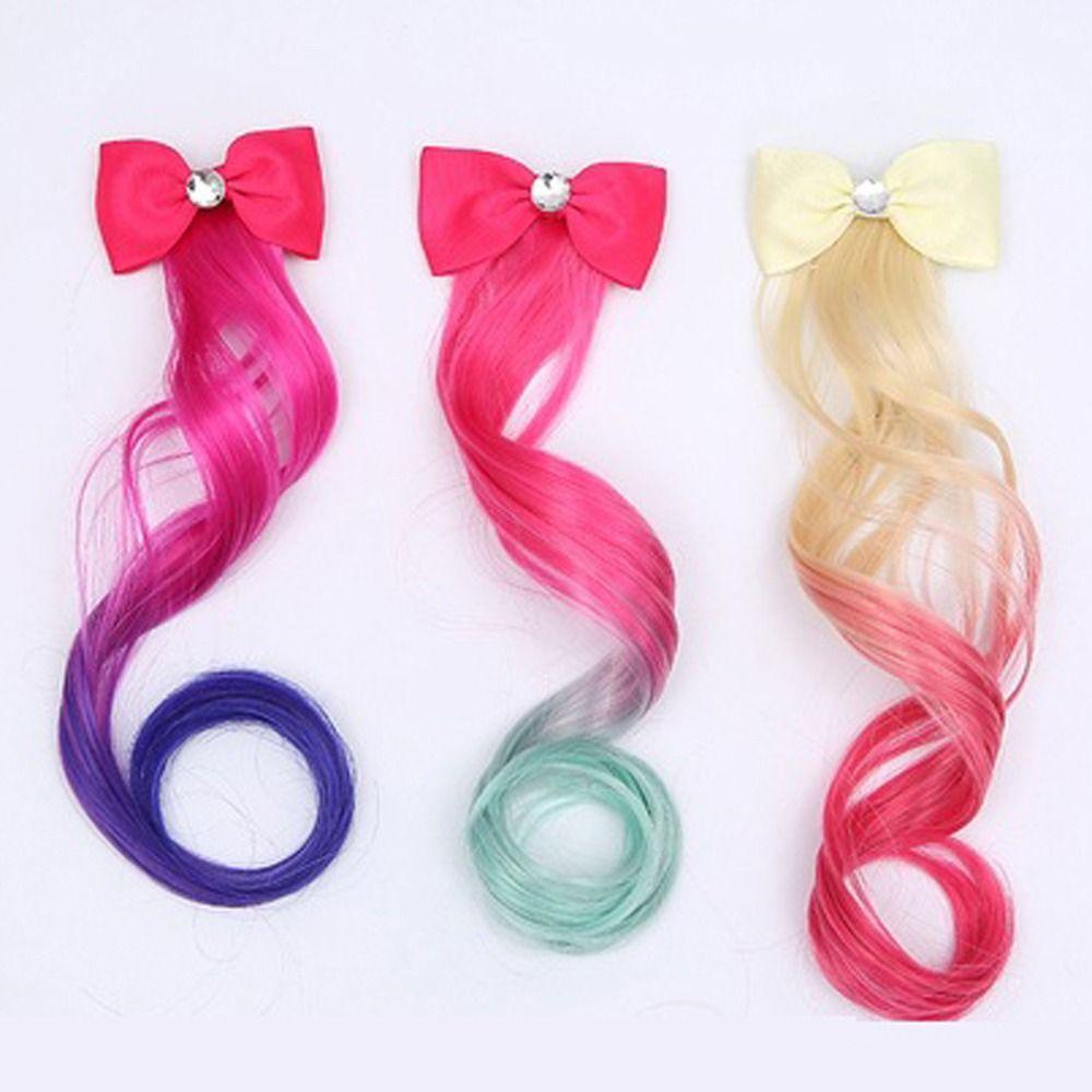 

Милый кудрявый парик с хвостиком, градиентный конский хвост, цветной парик, заколки для волос, детский мультяшный парик 2