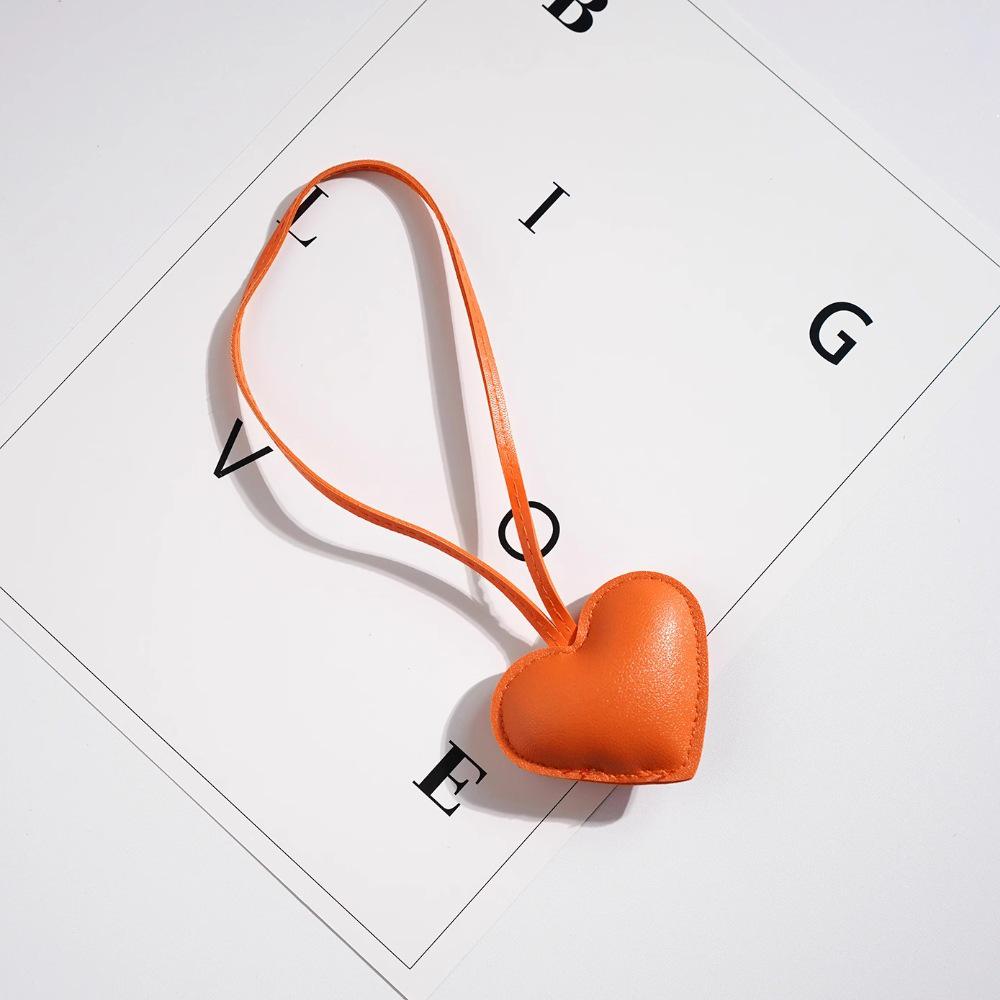 DIY Leather Heart Keychain: Peach Heart Bag Pendant and Backpack Ornament