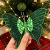 Velvet Butterfly Red Green Xmas Tree Simulated Butterfly Hanging Ornaments Christmas New Year Party DIY Home Decoration Supply