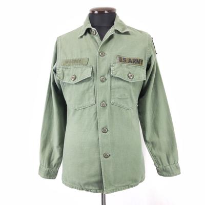 60s Vintage J.H. Rutter-Rex Mfg U.S. Army OG-107 Military Cotton Sateen Shirt 14 1/2×33 Men S-M approx(USED)