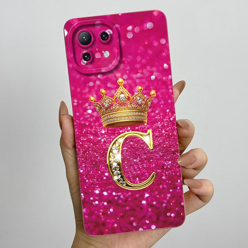 For Xiaomi Mi 11 Lite / 11 Lite 5G / 11 Lite 5G NE Crown Initial Letter Couple Phone Case Soft Silicone TPU Protective Casing