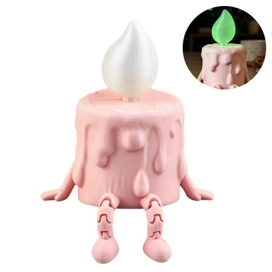 Tabletop Decorative Candle Figure 3D Printing Ornament, Wax Liquid Texture Dripping Sculpture with Smooth Surface Printed Movable Joints, Adjustable