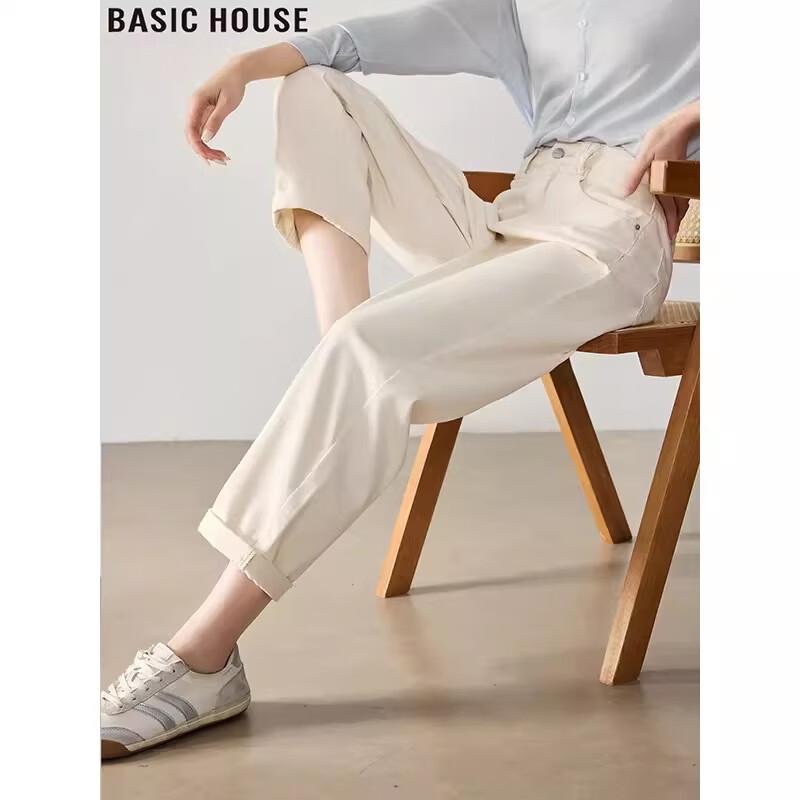 Basic House Women s High-Waist Straight Cropped Jeans 2XL