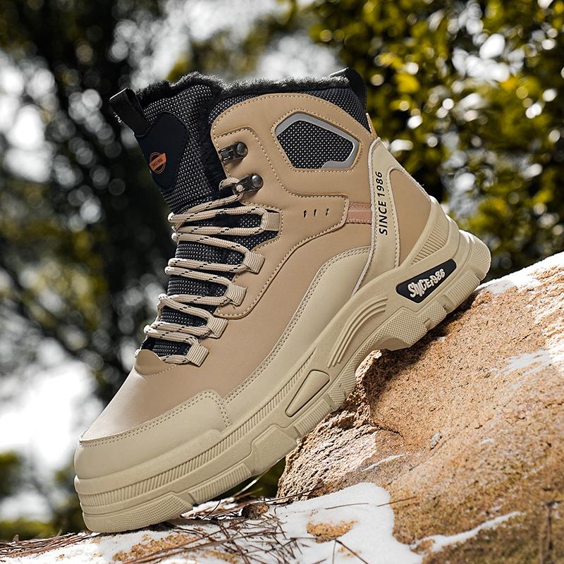 

Мужские Зима 2025 Новые Высокие Толстая Подошва Износостойкие Мужские Уличные Высококачественные Кроссовки Короткие Ботинки Ретро Рабочая Обувь 44 хаки