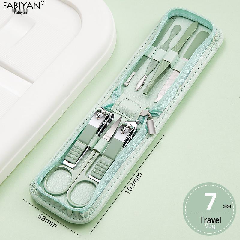 Stainless Steel Manicure Set with Nail Clippers, File, and Tools In Zipper Bag.