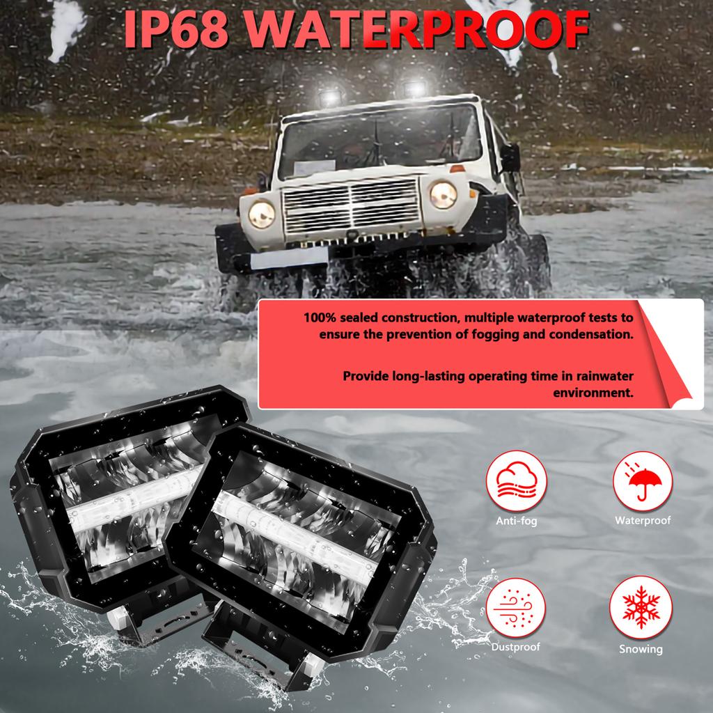 100W Spot Flood Combo LED Lichtleiste, 5 Zoll 10000LM Fahrlicht Wasserdichtes LED-Arbeitslicht für